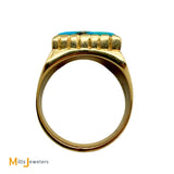 14K Yellow Gold Turquoise Mosaic Ring Size 9.5