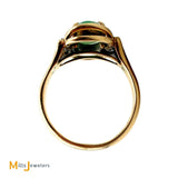 Vintage 14k Yellow Gold 2.33ct Jade and 0.06ctw Diamond Cocktail Ring Size 7