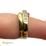 14k Yellow Gold 0.32ctw Ruby and 0.66ctw Princess Cut Diamond Band Ring Size 5.25
