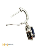 CJ Charles 14K White Gold 1.56ctw Sapphire and 0.27ctw Diamond Dangle Huggie Earrings