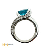 14K White Gold 4.82ct Blue Zircon and 1.0ctw Diamond Solitaire Ring Size 6.75