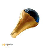 Torgny & Co. 14K Yellow Gold 6.58ct Blue Topaz Cabochon Signet Ring Size 8.5
