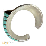 Charlie Bowie Sterling Silver 925 Navajo Turquoise Large Cuff Bracelet