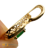 14K Yellow Gold 0.72ct Oval Emerald and 0.55ctw Diamond Slide Pendant