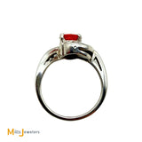14K White Gold 0.75ct Spessartite Garnet and 0.21ctw Diamond Ring Size 5.25