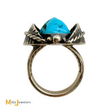Signed RVK Vintage Sterling Silver 925 Blue Turquoise Leaf Ring Size 6.75
