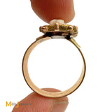 Antique 14k Yellow Gold Hand-Carved Coral Cameo Ring Size 8.25