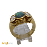 18K Yellow Gold 1.86ct Black Opal 1.26ctw Diamond Ring Size 8.5