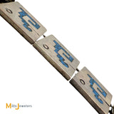 Sterling Silver 925 Turquoise Chip Inlay Box Link Panel Necklace