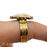 Antique 14k Yellow Gold Hand-Carved Coral Cameo Ring Size 8.25