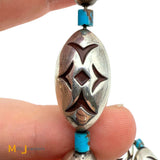 Sterling Silver 925 Barrel Turquoise Bead Necklace 18"