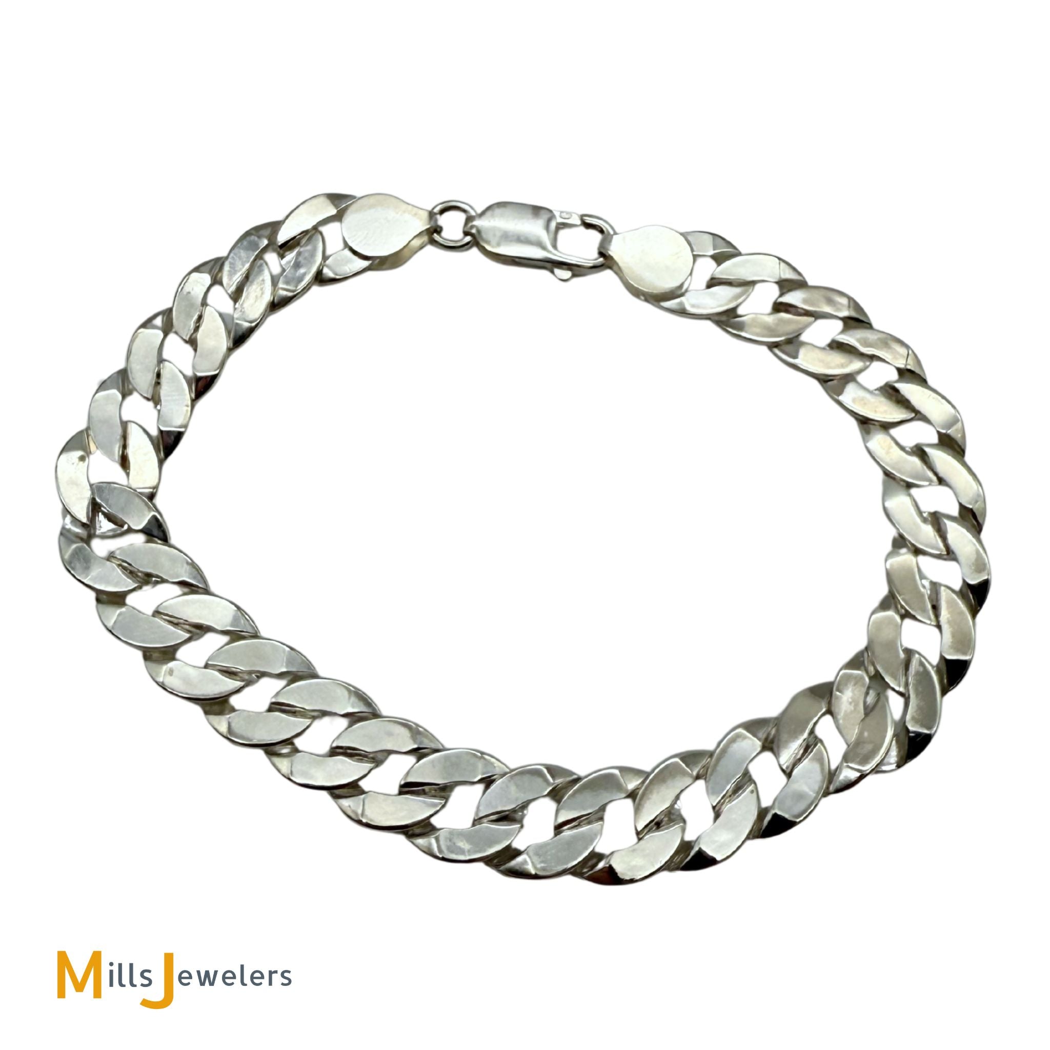SILVER925 DESIGN CHAIN BRACELET/シルバー/ブレス Sterling Silver 925 Curb Link Chain Bracelet Size 8.25 – Mills