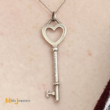 Tiffany & Co. Sterling Silver Large Heart Key Pendant Necklace