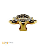 Signed 10K Two-tone Gold 0.58ctw Multicolor Diamond Turtle Pendant