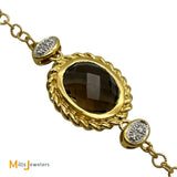 Sophia 18K Two-Tone Yellow White Gold 0.40ctw Diamond Citrine Peridot Smokey Quartz Station Necklace