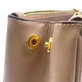 PRADA Saffiano Leather Galleria Lux Double Zip Crossbody Bag in Cammeo Pink