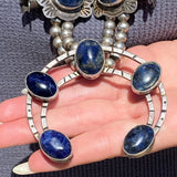 Sterling Silver Taxco Blue Sodalite Squash Blossom Necklace