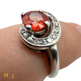 14K White Gold 0.75ct Spessartite Garnet and 0.21ctw Diamond Ring Size 5.25