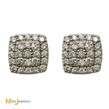 14K White Gold 0.75ctw Diamond Square Cluster Post Earrings