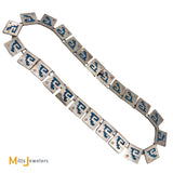 Sterling Silver 925 Turquoise Chip Inlay Box Link Panel Necklace