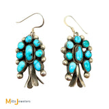 Sterling Silver 925 Turquoise Squash Blossom Earrings