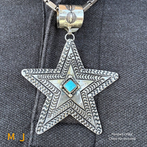 June Delgarito Navajo Sterling Silver 925 Turquoise Star Pendant
