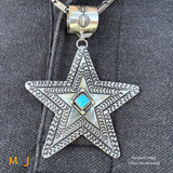 June Delgarito Navajo Sterling Silver 925 Turquoise Star Pendant