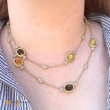 Sophia 18K Two-Tone Yellow White Gold 0.40ctw Diamond Citrine Peridot Smokey Quartz Station Necklace