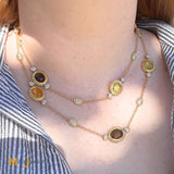 Sophia 18K Two-Tone Yellow White Gold 0.40ctw Diamond Citrine Peridot Smokey Quartz Station Necklace