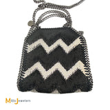 Stella McCartney Tiny Bella Chevron Crystal Falabella Black Tote Bag