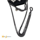 Stella McCartney Tiny Bella Chevron Crystal Falabella Black Tote Bag