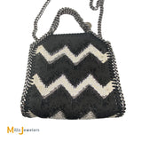 Stella McCartney Tiny Bella Chevron Crystal Falabella Black Tote Bag