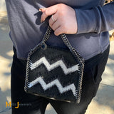 Stella McCartney Tiny Bella Chevron Crystal Falabella Black Tote Bag