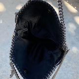 Stella McCartney Tiny Bella Chevron Crystal Falabella Black Tote Bag