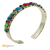 Multi Stone Sterling Silver 925 Cuff Bracelet