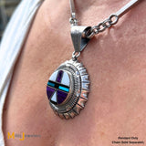 Wilson Padilla Navajo Sugilite Opal Turquoise Black Onyx Sterling Silver 925 Inlay Pendant