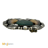 Signed Billy Slim Navajo Faux Bear Claw and Malachite Sterling Silver 925 Large Belt Buckle