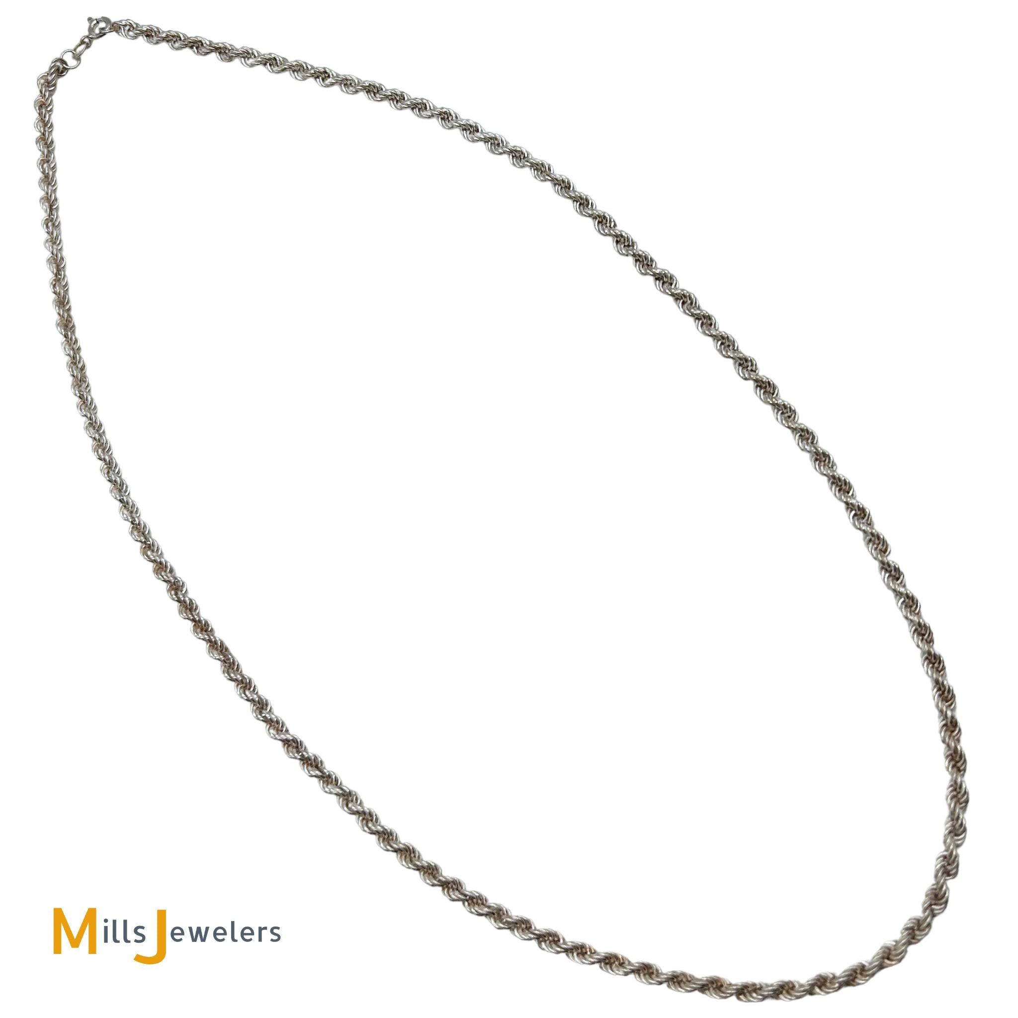 Sterling Silver 925 4mm Rope Chain Necklace 24 Inch – Mills 