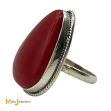 Sterling Silver 925 Large Coral Ring Size 9.25