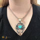 Chimney Butte Navajo Sterling Silver 925 Turquoise Naja Pendant