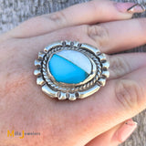 Sterling Silver 925 Turquoise & Opal Ring Size 7.75