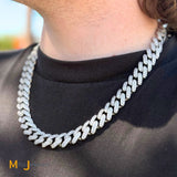 Sterling Silver 925 Cubic Zirconia Cuban Chain 22” Necklace