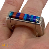 Andrew Alvarez Inlaid Turquoise Coral Lapis Ring Large Ring Size 12.75