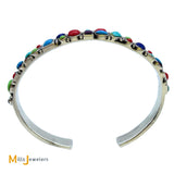 Multi Stone Sterling Silver 925 Cuff Bracelet