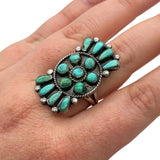 Sterling Silver 925 Petit point North South Turquoise Ring Size 8