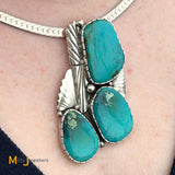 Ray Delgarito Navajo Large Turquoise Sterling Silver 925 Pendant Enhancer