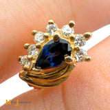 14K Yellow Gold 0.42ctw Blue Sapphire 0.21ctw Diamond Stud Earrings