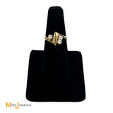 14K Yellow Gold 0.41ctw Round Brilliant Diamond Zig Zag Puzzle Ring Set Size 5