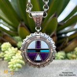 Wilson Padilla Navajo Sugilite Opal Turquoise Black Onyx Sterling Silver 925 Inlay Pendant