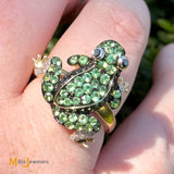 EFFY Safari 14K Yellow Gold 1.32ctw Tsavorite, 1.11ctw Sapphire & 0.095ctw Diamond Frog Ring Size 7